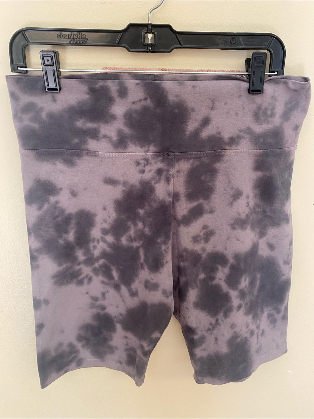 Livana Tie Dye High-Waisted Biker Shorts Gray Purple Size Large Made in USA